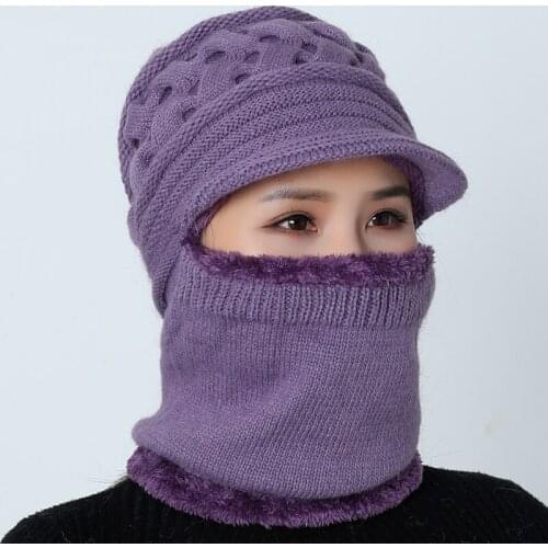 Winter Hats Skullies Beanies Winter Hat Wool Beanies For Women Caps Scarf Balaclava Mask Gorras Knitted Beanie Hat Mother Gift