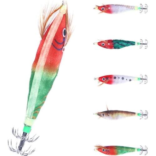 1pcs boxed Shrimp Wood Fishing lure 10cm 10g Electronic Squid Jig Hard Bait Artificial Lure jigging Lure Octopus Bait