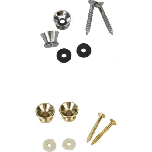 2 Pair (4PCs) Chromeplated & Golden Strap Lock for Acoustic Electric Guitar Bass