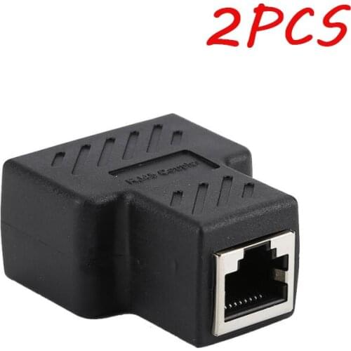 2pcs 1 to 2 Way LAN Ethernet Network Cable Splitter Adapter RJ45 Female Splitter Socket Connector Adapter For Laptop Wholesale