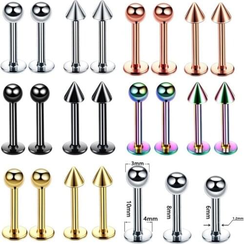 5Pcs/lot16G Surgical Steel Labret Ring Lips Ear Picring Cartilage Lip Helix Stud Earrings Piercing Tragus Piercing Body Jewelry