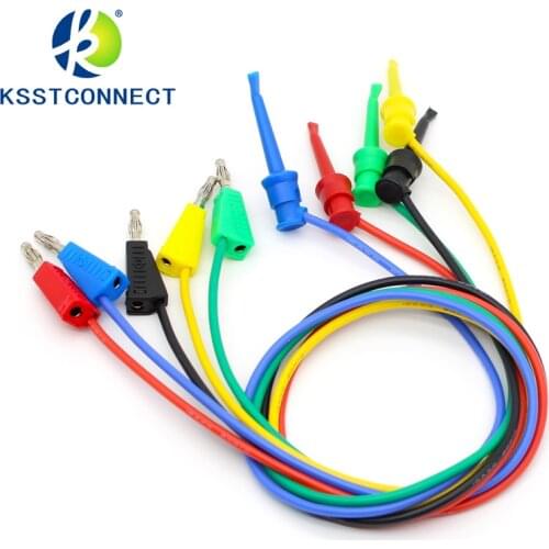5pcs L=0.5M 4mm banana plug 16AWG test leads stackable banana plug testing cable test leads hook