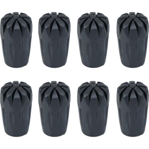 8x Trekking Stick Tips Anti-skid Mountaineering Walking Pole Cap Cover Black