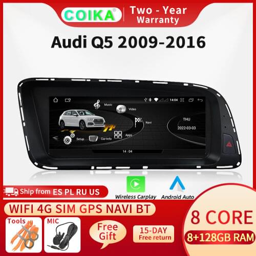 8.8" Android 10.0 System Car IPS Touch Screen Stereo For Audi Q5 2009-2017 GPS Navi Radio WIFI Google USB AUX BT Music 2+32G RAM