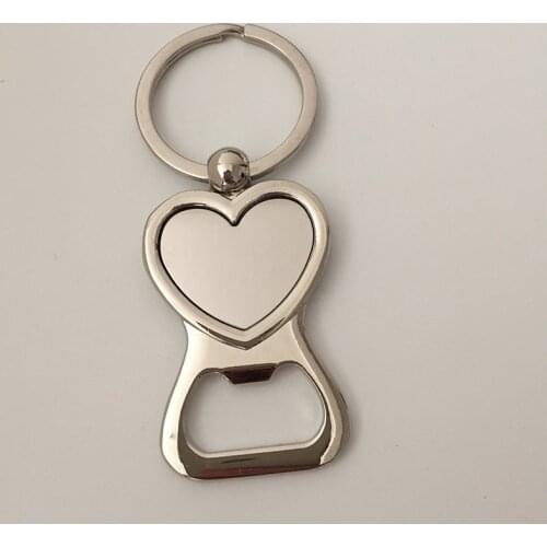 Free shipping DIY Photo Heart Shaped Metal Beer Bottle Opener Keychain keyring for wedding party gift W8313