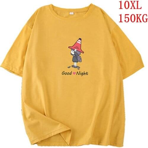 Large size womens T-shirt plus size 7XL 8XL 9XL 10XL summer round neck short sleeve loose black and white red big T-shirt top