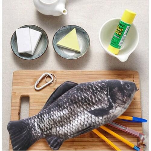 Creative Emulation Fish Shape Pencil Case Make-up Pouch Pen Pencil Bag Storage Bag School Stationery Student Gifts