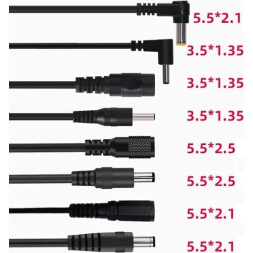 Black 1.0M DC 5.5*2.5mm 5.5*2.1mm 4.0*1.7mm 3.5*1.35mm charge cable DC output line