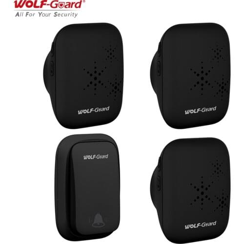 Wolf-Guard Wireless Doorbell Home Security Smart Welcome Door Bell Self-Powered Waterproof LED Indicator 38 Music Adjustable