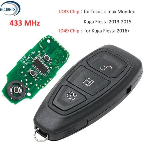 Intelligent Remote Key Fob 433MHz ID83 Chip for Focus C-Max Mondeo Kuga Fiest 2013-2015 ID49 Chip for Ford Kuga Fiesta 2016