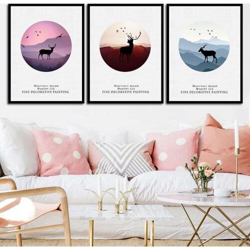 Nordic Deer Painting Nordic Style Wall Art Decor Canvas Wall Painting Pictures for Living Room Home Decoration B5183