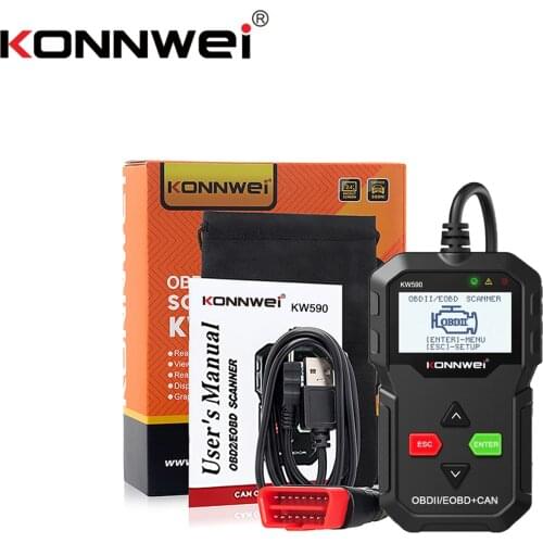 KONNWEI OBD II Code Reader KW590 OBD2 Diagnostic Scanner Wired OBD2 Auto FULL ENGINE SCAN TOOL