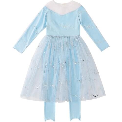 Cosplay Dress Set Girl Costumes Princess Sky Blue Kids Dresses For Girls Birthday Party Fairy Tale Dreamy Girls Clothing