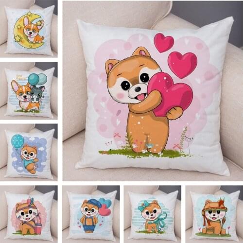 Colorful Cartoon Lovely Pet Cat Print Cushion Cover for Children Room Sofa Home Decor Cute Animal Pillow Case Plush Pillowcase