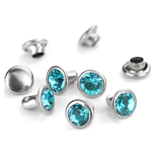 Crystal Rivets 6mm Snap Rhinestone Rivets Blue Color
