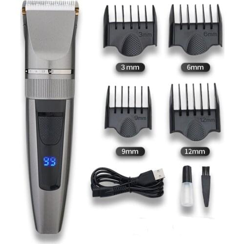 Hair Clipper Professional Electric Trimmer With LED Screen Washable Rechargeable Men Strong Power Steel Cutter Head