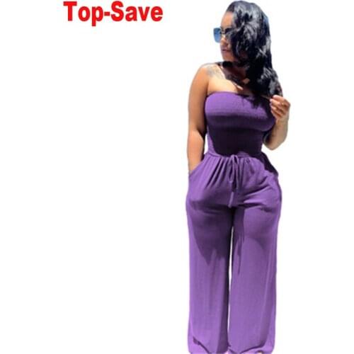 Fashion Wide Leg Jumpsuit Women Strapless Sexy Loose Clothing Plus Size Elegant Backless Pleated Pants Evening Party Overalls