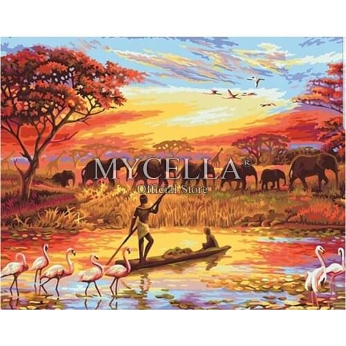 5D Diamond Painting Kit sunset Africa Animals Diamond Embroidery Cross Stitch DIY Rhinestone Mosaic Full Square Wall Decor Art