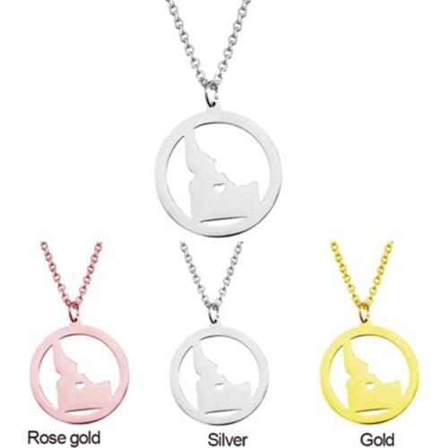 2019 new explosions selling 304 stainless steel jewelry United States map necklace Idaho simple pendant factory direct sales