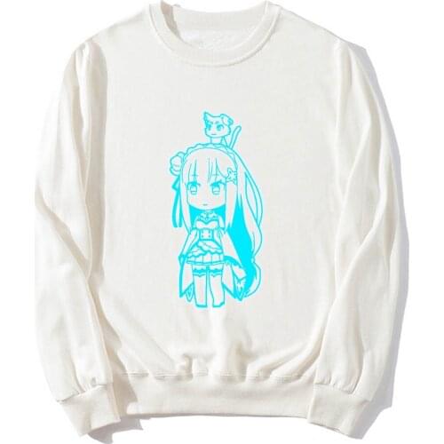 Re:Life in a different world from zero Autumn Winter Hoodie Emilia Print Pullover Hoodies Sweatshirt Casual Coat Pullover