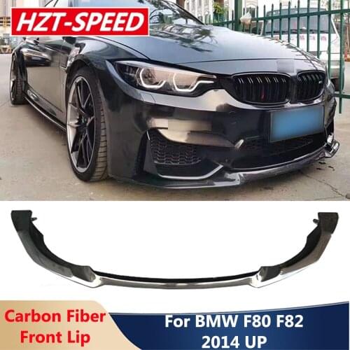 CS Style Real Carbon Fiber Front Bumper Lip Spoiler Shovel Car Body External Parts For BMW M3 F80 M4 F82 F83 Convertible 2014 Up