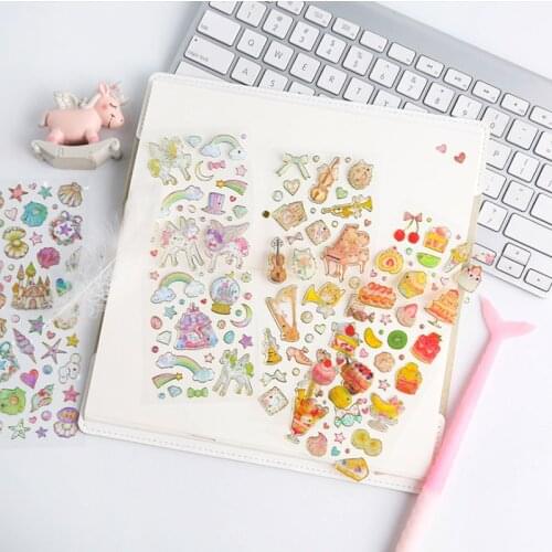 1pcs/pack Korean Cute Hot stamping transparent Colorful Decorative Sticker Craft laptop notebook DIY Scrapbook