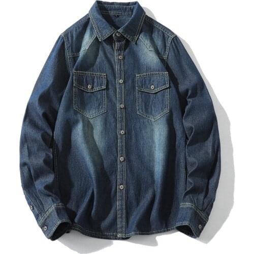 New Spring Autumn Shirt Men Fashion Designer Loose Long Sleeve Denim Shirts Vintage Wash Male Cowboy Tops Woman Brand Clothing