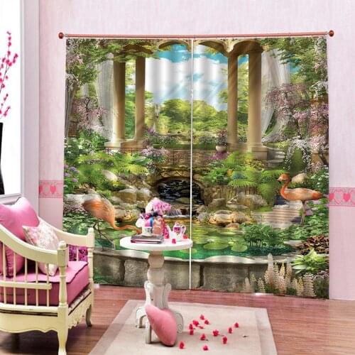 Landscape curtains Nature Art Print, Drapes Living room Bedroom Decor 2 Panels Hooks Window Curtains