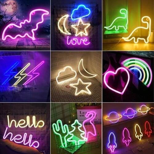 LED Rainbow Neon Sign Cloud Night Light Art Decorative Lights Plastic Wall Lamp for Kids Baby Room Holiday Lighting Xmas Party