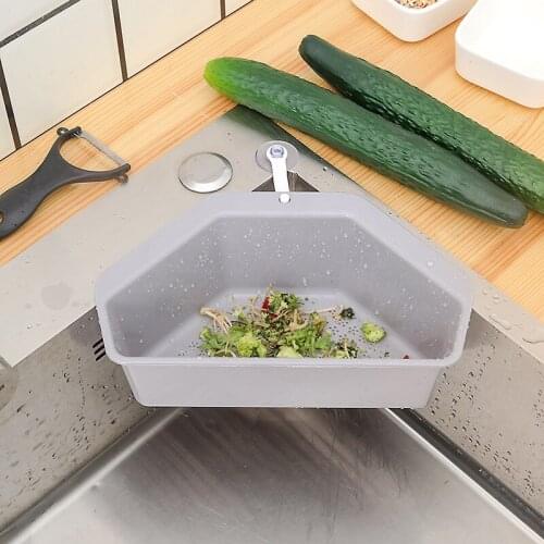 Kitchen Sink Triangular-shelf Asphalt Basket Suction Cup Type Non-punch Sink Cloth Storage Filter Hanging Basket Kitchen Tools