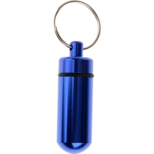Waterproof Aluminum Alloy Pill Capsule Fob Case Box Keychain Outdoor Camping