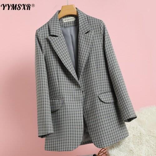 High-quality Plaid Small Suit Jacket Women 2021 New Spring and Autumn Womens Slim Casual Fashion Retro Blazer Female