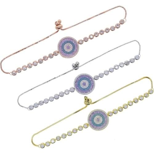 2021 high quality turkish evil eye multicolors rainbow bling CZ Tennis chain Bracelets for women delicate gift wedding jewelry