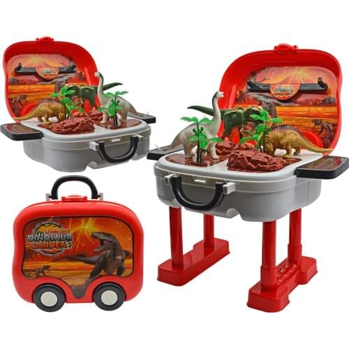 21pcs Dinosaur Toys Model Toy Set Simulation Toys Dinosaur Suitcase Toy Pretend Play Set DIY Toy Set Gift Toy for Boys and Girls