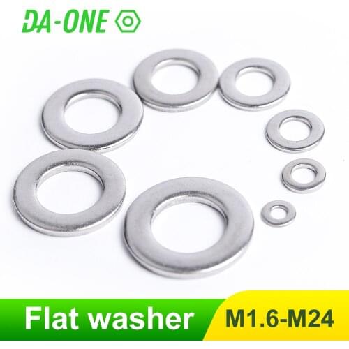 2-100pcs M1.6 M2 M2.5 M3 M4 M5 M6 M8 M10 M12 M16 M20 M24 304 Stainless Steel Flat Washer shim spacer Plain metal Washers Rings