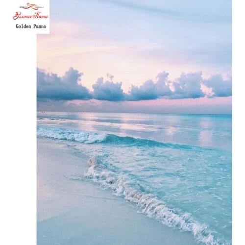 5D DIY Diamond Painting Square Stones Blue Sea Diamond Embroidery Scenic Diamond Mosaic Full Display Home