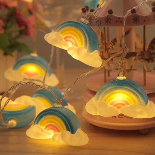 AA Battery Powered 10LED String Lingts Rainbow Clouds Pendant LED Bulbs Light Wedding Party Christmas DIY Curtain Decoration