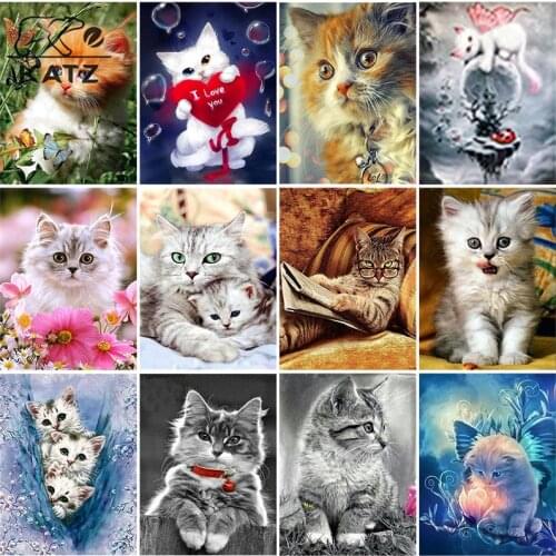 Cute Cat Diamond Painting Animal Embroidery Crossing Diy Pet Picture Mosaic Art Gift Childrens Cross Stitch Home Decoration