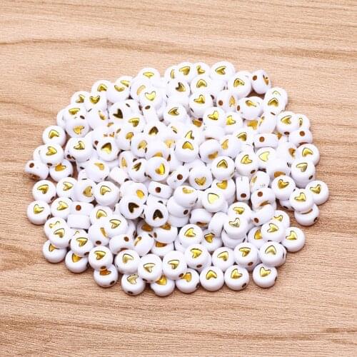 White Round Heart-Shaped Pattern Loose spacer Beads For Jewelry Making Diy Charm Clothing Sewing Decoration Accessories