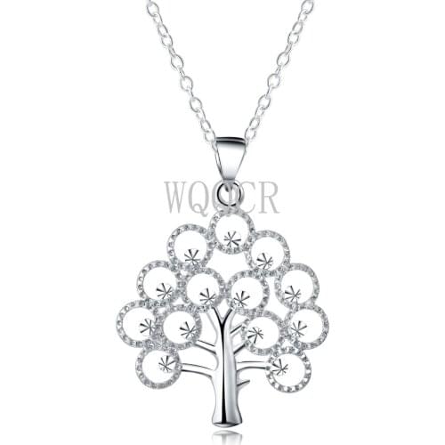 Free Shipping 925 Silver Color Fashion Big Tree Design Lady Cute Necklace Lady Jewelry Birthday Gift Special Price