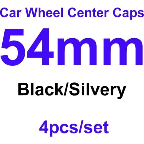 4pcs/set Car Emblem 54mm 5.4cm Black/Silvery Wheel Hub Cover Auto Badge Rims Wheel Center Caps Car Accessory