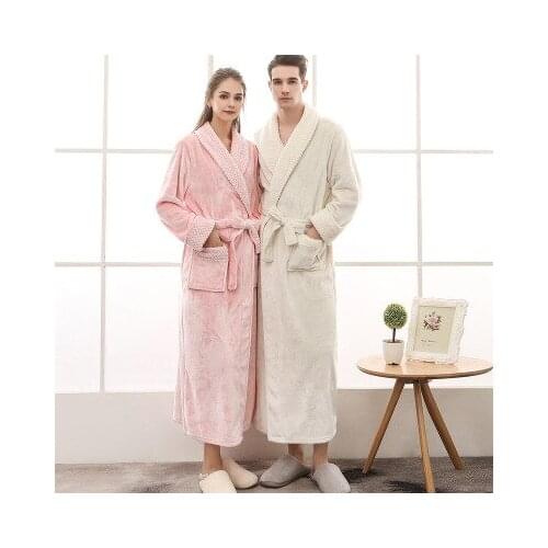 Luxury Flannel Robes For Women and Men Autumn Winter Thicken Warm Couples Bathrobe Plus Size Sleepwear Long Robe Kimono Homewear