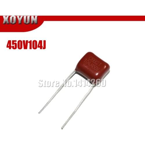 10pcs/lot CBB 450V104J 450V100NF 450V0.1UF Pitch 10MM 104J 450V CBB Polypropylene film capacitor