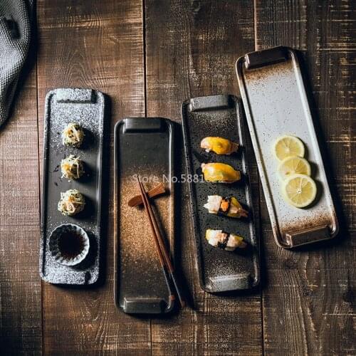 Creative Japanese Cuisine Sushi Plate Restaurant Long Plate Rectangular Ceramic Plate Large Flat Plate Tableware Set