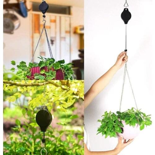Easy Reach Plant Pulley Set Retractable Hanging Basket Pull Down Hanger Pulley Garden Baskets Plant Pots Hanging Basin Retractab