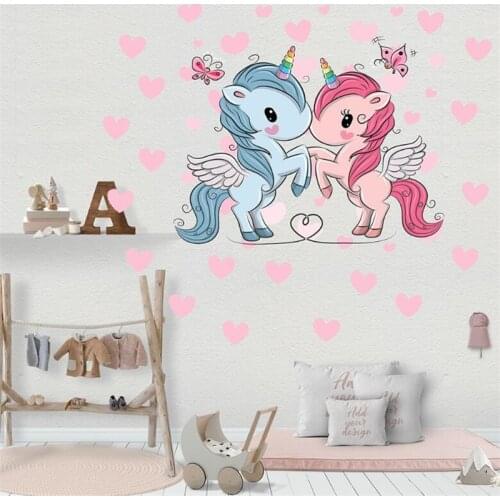 Cute Golden dot unicorn DIY wall sticker living room bedroom wall decoration wall stickers for kids rooms Art mural