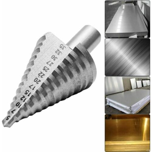 HSS Grooved Step Drill Bit 5-35mm Drill Bit Set Carbide Drill Accessories Cone Drills for Metal Wood Cutter