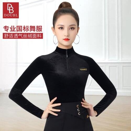 National Standard Dance Jacket Women Practice fashion Clothes Long Sleeve Modern Dance Ladies T-Shirt High Collar warm Latin Top