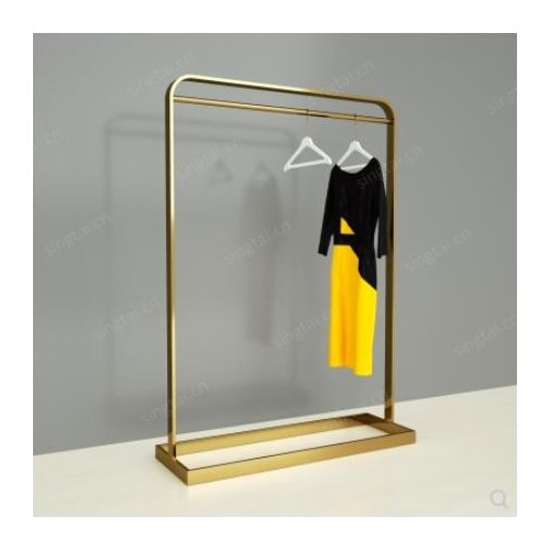 Clothing store Nakajima rack front side hanging display rack thick stainless steel titanium gold floor-standing display rack