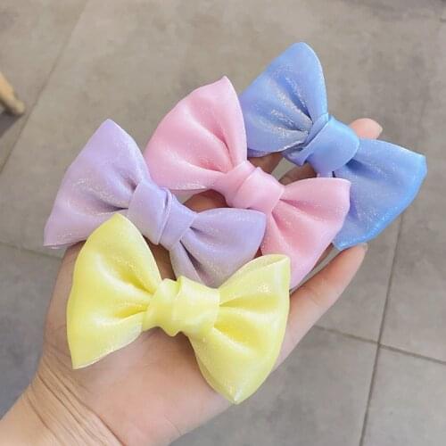 New Fashion Beautiful Striped Flower Wild Bow Princess Hairpin Barrettes for Child Girl Accessories Headwear